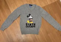 ニット　セーター　ディズニー　ミッキー　グレー　Mサイズ　薄手　SHIPS
