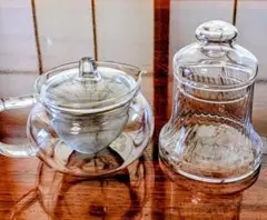 ガラスティーポット＆ガラスシュガーポット セット