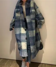 早い者勝ち新品未使用♪ウールライクロングチェックシャツワンピ2枚Set♪︎