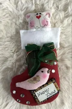ハンドメイドカントリー雑貨＊手作り人形インテリア飾り小物クリスマス猫ネコねこ手芸