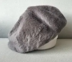 送料込 帽子 アンゴラ風 ベレー帽 ウール ファー ふわふわ 秋冬