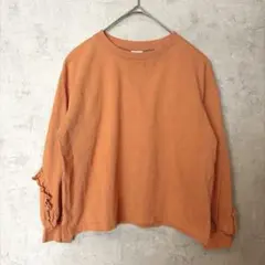 devirock 長袖Tシャツ オレンジ 130cm フリル袖　長袖ロンT