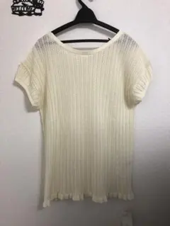 Samansa Mos2 透かし編み裾フリル前後着ニット