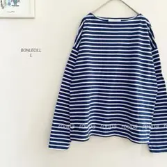BONLECILLマリン刺繍ボートネックプルオーバーロンT c822