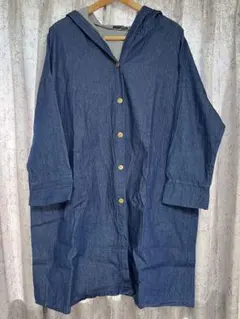新品未使用タグ無しダークブルー フード付き デニムジャケット M