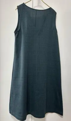 チェック柄ジャンバースカート　グリーン系