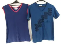 used品【Vネックプリントとノースリーブ】 Tシャツ2枚セット　身幅42cm