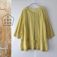 美品　3can4on／サンカンシオン★　ピンタック　七分袖チュニックのサムネイル
