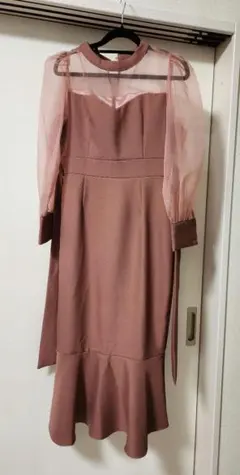 シースルー袖 フレアドレス