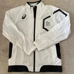 ASICS フルジップジャケット ホワイト/ブラック サイズ150