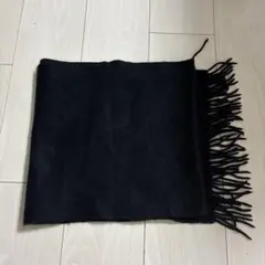 フリース 黒 マフラー フリンジ付き