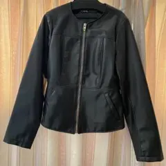 ZARA 黒レザージャケット ペプラム　L アウター　ブラック