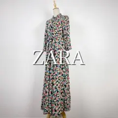 ZARA レーヨン100 花柄 ワンピース ロング