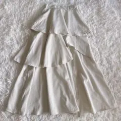 グレイル GRL ティアードフリルスリットアシンメトリースカート オフホワイト