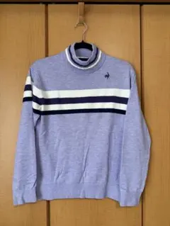 LE COQ SPORTIF 薄紫 ストライプ タートルネックセーター