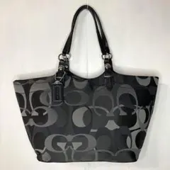 【美品】coach コーチ シグネチャー トートバッグ キャンバス　レザー 黒