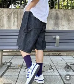 【新品未使用】nugu カーペンダーワイドデニムハーフパンツ カーゴパンツ