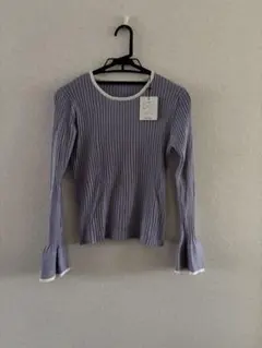 袖デザインニット purple
