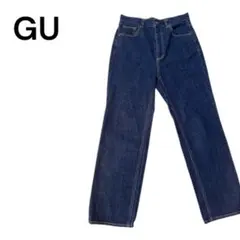 【美品】GU ジーユー ブルー ハイウエストストレートデニム L カジュアル