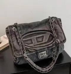 DIESEL ディーゼル デニムショルダーバッグ メタルチェーン付き