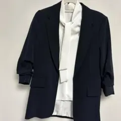 ナチュラルビューティベーシック ネイビー テーラードジャケット シャツセット