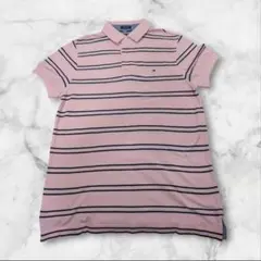 TOMMY HILFIGER ポロシャツ XS ピンク ボーダーYB668