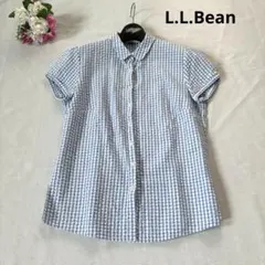 L.L.Bean 半袖 シャツ ギンガムチェック ブルー XS シアサッカーのサムネイル