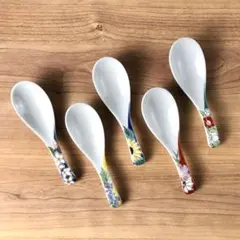 九谷焼　新品　四季の花　レンゲ　5種のサムネイル