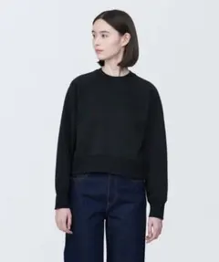 無印良品　裏起毛スウェット　クロップド丈　ブラック　S