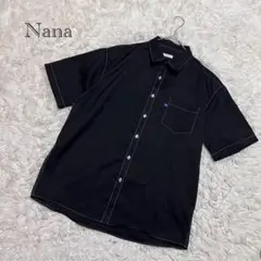 Nana 半袖シャツ L相当　黒 ホワイトステッチ　カジュアル　羽織り　美品