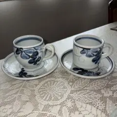 葡萄柄 カップ＆ソーサー 2客セット 陶器