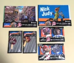 Happyくじ　ズートピア　６点セット　缶バッジ　キーホルダー　ステッカー