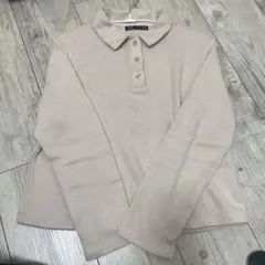 ZARA ベージュ 長袖ニットポロ