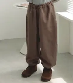 新品タグ ペアマノン ボリュームサーカスパンツ ズボン 100cm ブラウン