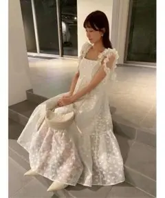 スナイデル 肩リボンジャガードキャミワンピース WHT 0