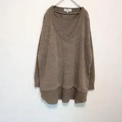 美品 hareiro ニット　セーター　チュニック ベージュ 　LL　おおきめ