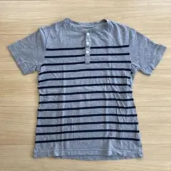 グレー ブラック　ボーダー Tシャツ　130