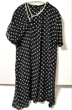 junya watanabe ドットシフォンワンピース　パール付き