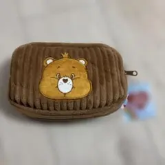 ケアベア CareBears アップリケコーデュロイポーチ　ブラウン