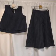 AS KNOW AS ピンストライプ ネイビー　パンツセットアップ