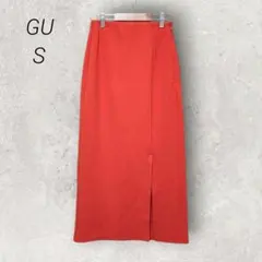 ジーユー GU カットーナローミディスカート【S】オレンジ タイト ロング 脚長