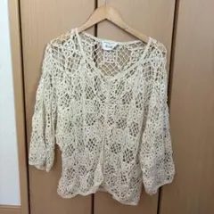 vintage クロシェ ニット カーディガン