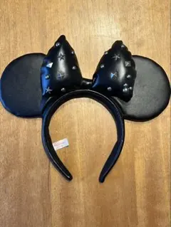 ディズニー　ブラック　ミニーちゃん　カチューシャ　レザー