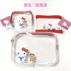 sale 韓国ダイソー　ハローキティ　クリアポーチ　3点セット　ビニールのサムネイル