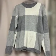 NANO UNIVERSE グレー チェック柄 ニットセーター