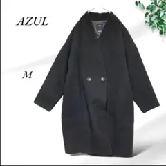 A626.アズール/ロングコート【M】ブラック/ Aライン/ワンボタン/綺麗黒のサムネイル