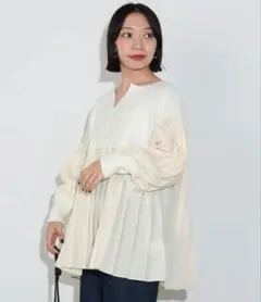 ニット コンビ異素材 切替 プルオーバー