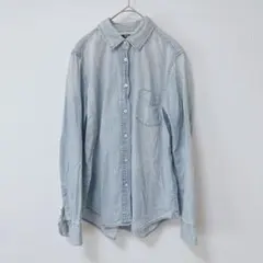 ユニクロ　デニムボタンアップシャツ　ボタン　シャツ　ブラウス　ライトブルー　M