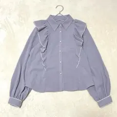 【最終値下げ】INGNI イング 配色フリルブラウス Mサイズ くすみパープル