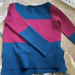 BLISS POINT 長袖 薄手 ニット 青・ピンク F